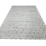 CONTEMPORARY ART DECO DESIGN SILK CARPET, 350cm x 250cm, geometric silver field.