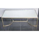 LOW TABLE, attributed to Maison Jansen, circa 1970, brass with rectangular mirrored top, 38cm H x