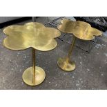 CLOVER DESIGN SIDE TABLES, a pair, 1970's Italian style brass, 51cm H x 41cm D. (2)