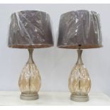 TABLE LAMPS, a pair, 1970's Italian style, with grey shades, 65cm H. (2)