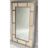 TRAVERTINE WALL MIRROR, rectangular marble marginal and metal bound, 69cm x 98cm H.