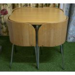 STOWAWAY DINING TABLE, light oak and chrome, 75cm H xd 84cm with four matching plywood and brown