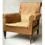 ARMCHAIR, late 19th century Georgian design, with tapering supports, horse hair padding and