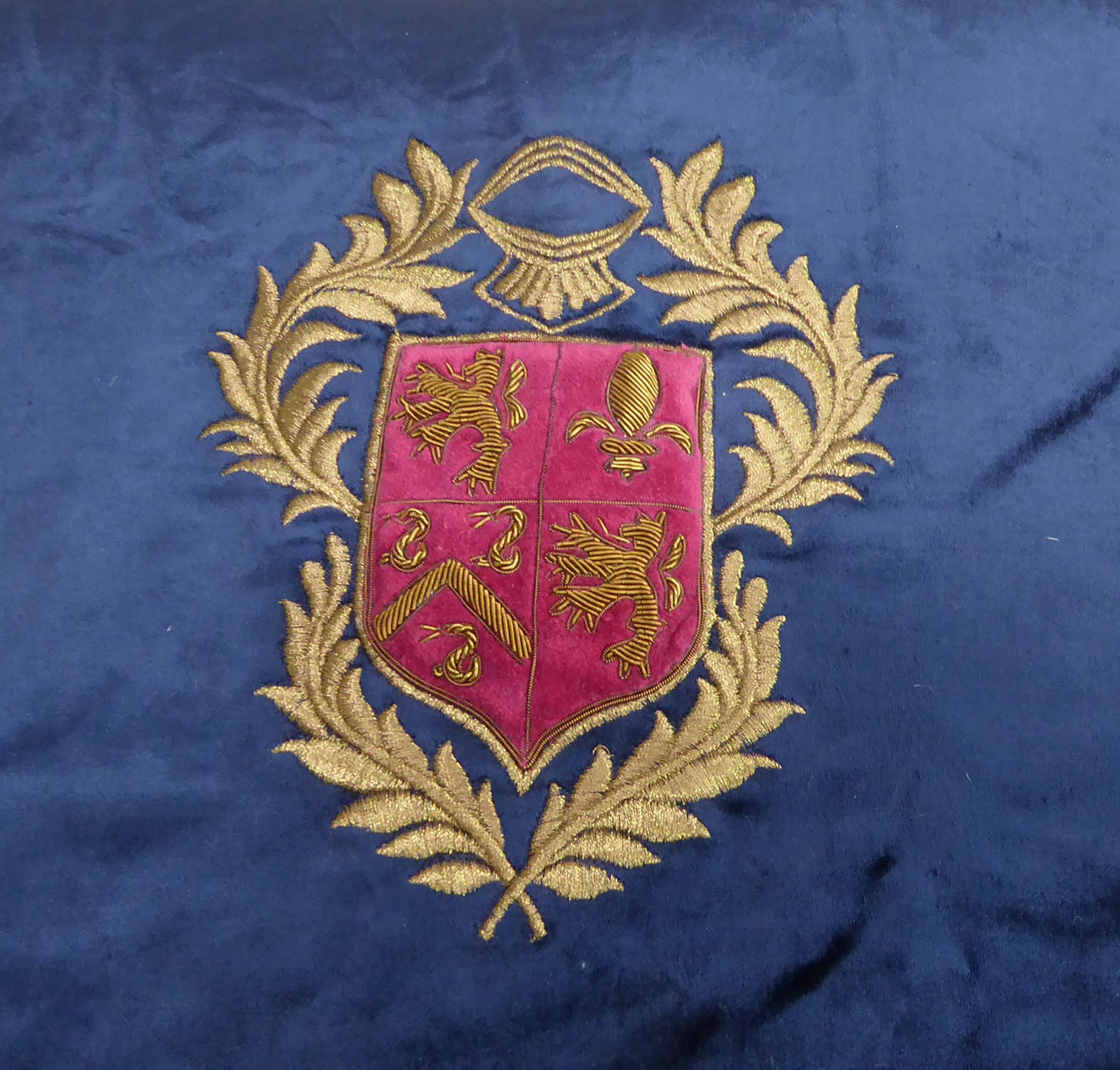 CUSHIONS, a set of four, with embroidered armorial crests, various colours, 44cm x 44cm. (4) - Image 5 of 5