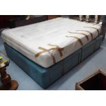 LOAF REGULAR SUPPORT MATTRESS ON VELVET UPHOLSTERED DIVAN BASES, 150cm W approx.