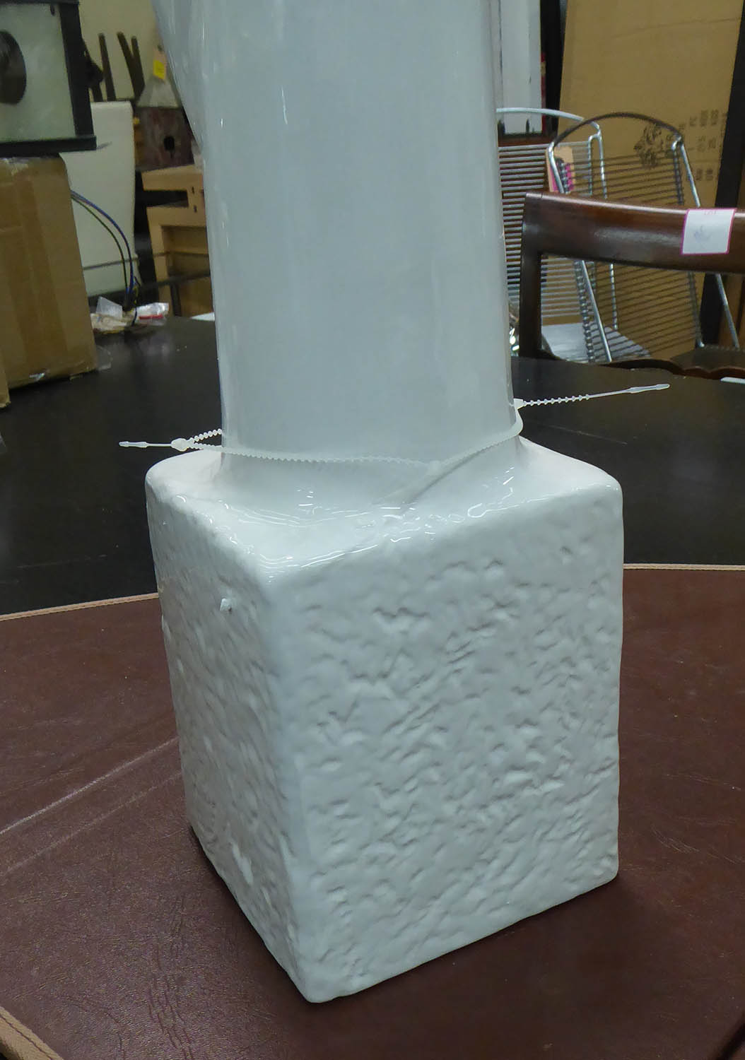 CONTEMPORARY SCHOOL BUSTS, a pair, white glazed ceramic, 61cm H. (2) - Image 3 of 3