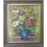 W. SIENKIEWICZ 'Flowers Arrangement', 1988, oil on canvas, signed lower right, also signed, titled