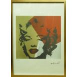 ANDY WARHOL 'Marilyn Red and Grey', lithograph print, on Arches paper, with printed signature and