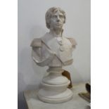 BUST OF NELSON, faux marble in naval uniform after Fredericks, 37cm H.