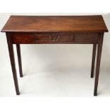 HALL TABLE, George III mahogany. of adapted shallow proportions, with frieze drawer, 88cm W x 34cm D