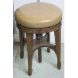 WITHDRAWN PIANO STOOL, George III mahogany with height adjustable circular tan leather seat, 35cm