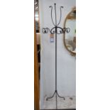 COAT STAND, 1950's French style, wrought iron, glass top, 194cm H.