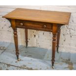 WRITING TABLE, Victorian mahogany, circa 1860, with frieze drawer and ceramic castors, 74cm H x 91cm