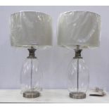 TABLE LAMPS, a pair, contemporary design, with ivory shades, 73cm H (2)