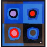 SONIA DELAUNAY 'Abstract', on silk scarf, Liberty, 85cm x 80cm, framed and glazed.