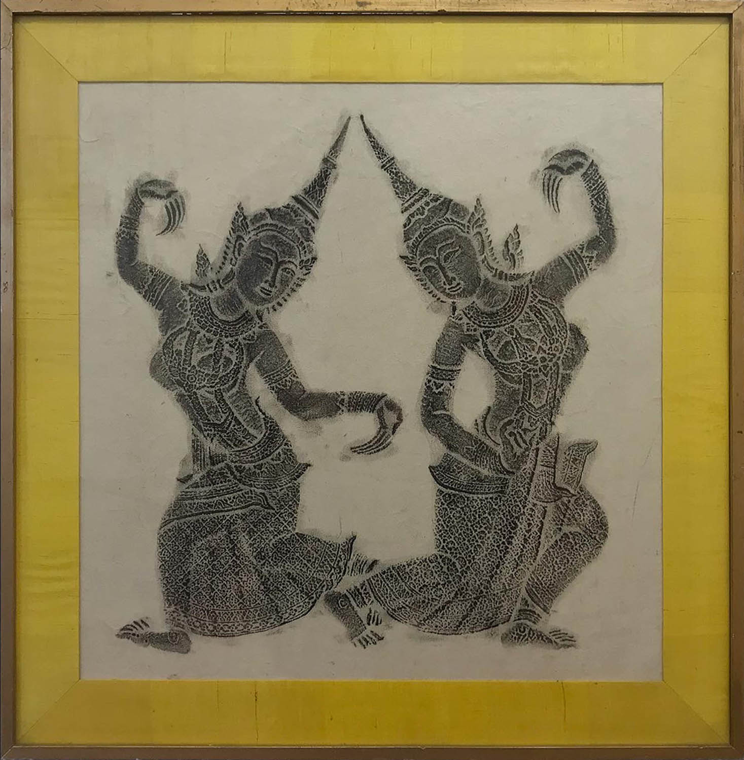 FIGURAL STUDIES, a set of two, early 20th century South Asian school on pith paper with yellow - Image 3 of 5
