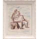 HENRY MOORE 'Seated Figure', 1958, off set lithograph, framed and glazed.