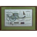 CARRIAGE DILIGENCE, hand coloured engraving of an 18th Century Horse Coach, Lucotte del. Bernard
