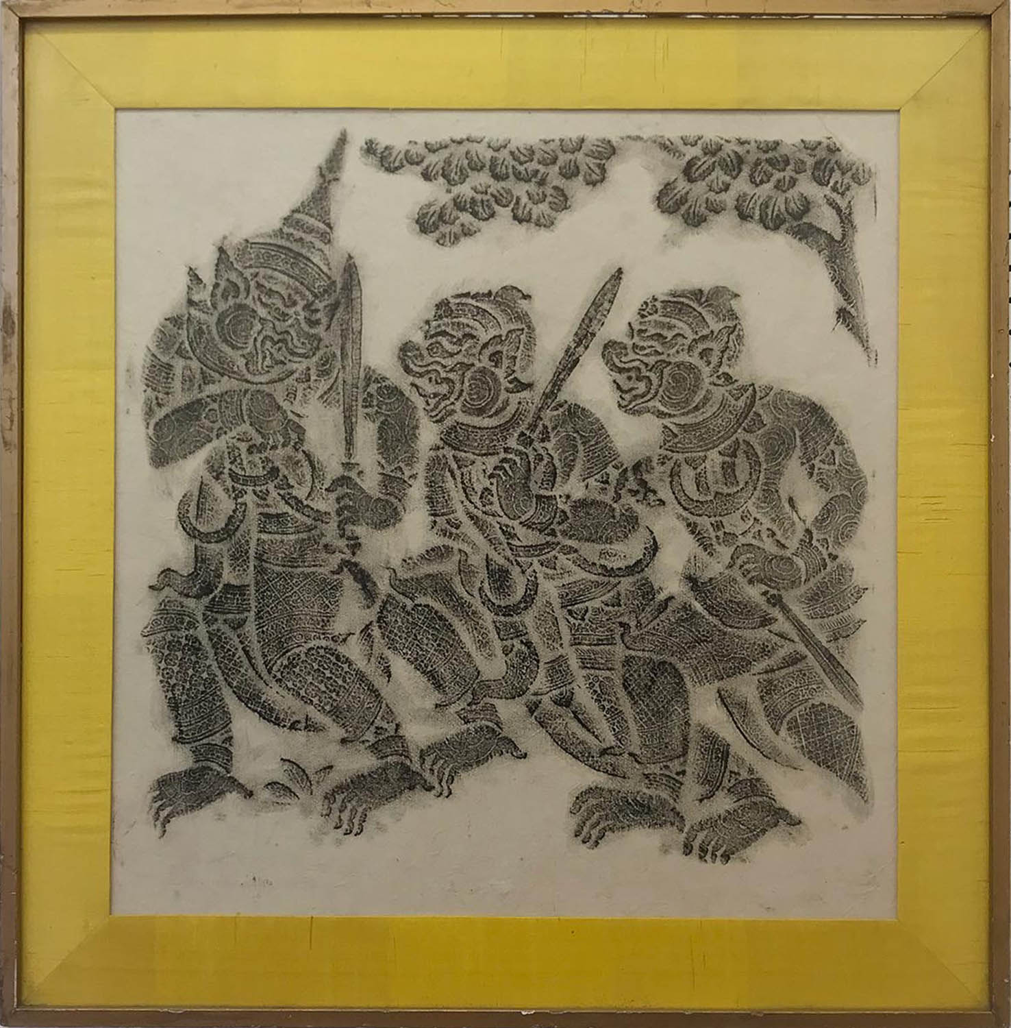 FIGURAL STUDIES, a set of two, early 20th century South Asian school on pith paper with yellow - Image 4 of 5