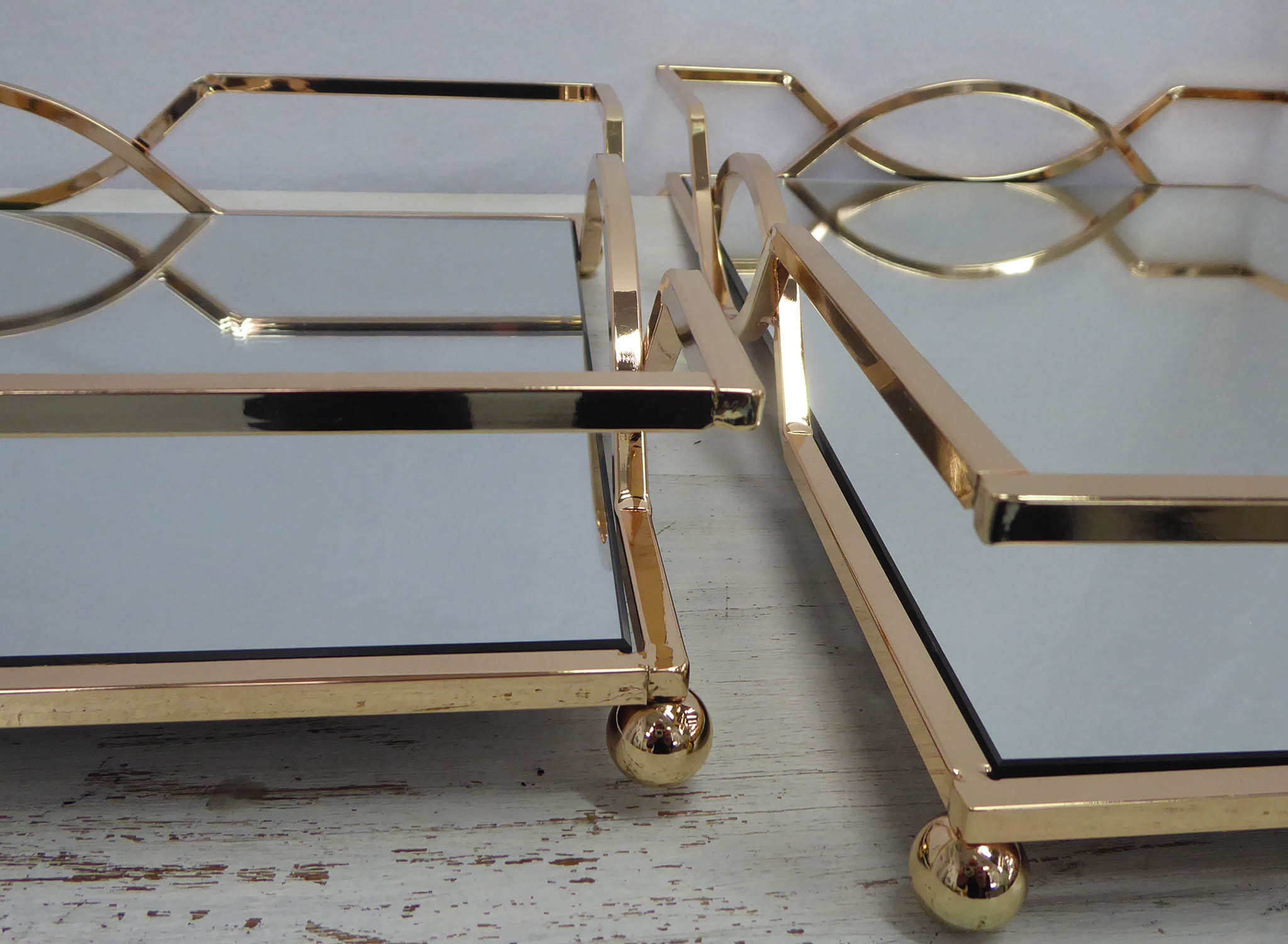 TRAYS, a pair, gilt metal and mirror, 45cm x 30cm x 7cm. (2) - Image 2 of 3