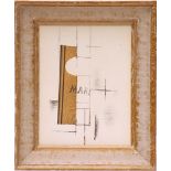 GEORGES BRAQUE, 1956, pochoir, Suite: Papiers colles, Ref: San Lazzaro, 32cm x 25cm, framed and