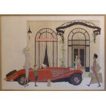DENIS NOYER 'Hotel Parisien', Art Deco lithograph, 75cm x 105cm, framed and glazed. (Subject to
