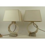 VISUAL COMFORT AND CO E F CHAPMAN RING TABLE LAMPS, a pair, with shades, 52cm H. (2)