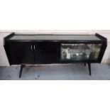 SIDEBOARD, vintage 1950's Italian, later ebonised finish, with mirrored interior to one side,
