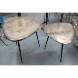 SIDE TABLES, a graduated pair, 1950's Italian style, largest 54cm x 56cm x 55cm. (2)