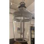 HALL LANTERN, 19th century French style, grey painted finish, 105cm Drop.