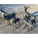 A FAMILY OF DEER, including two Does and two Fawns, gilt finish, 90cm at tallest. (4)