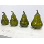 OVERSIZED GLASS PEARS, a set of four, Murano style hand blown glass, approx 22cm H x 13cm. (4)