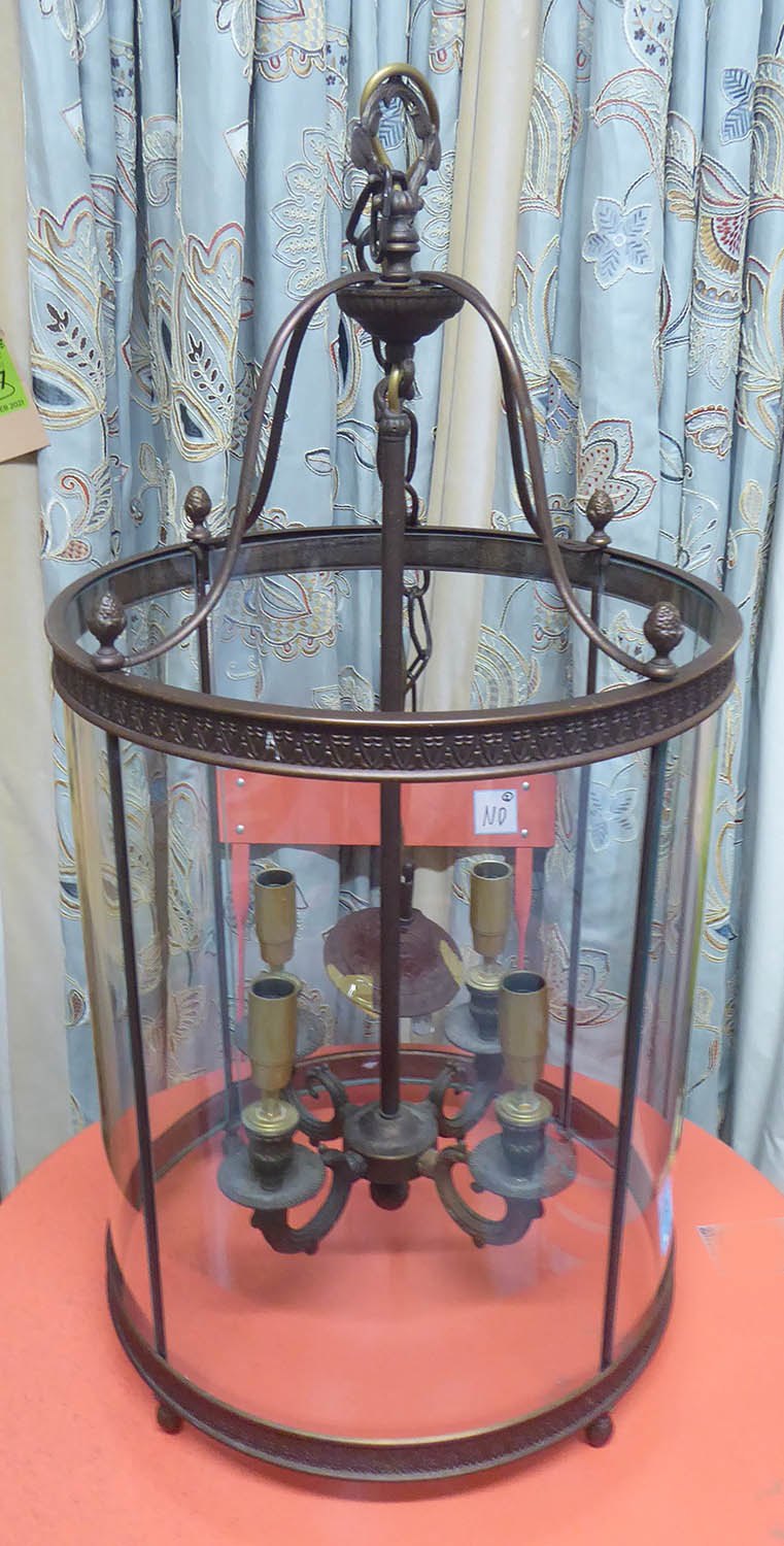 HALL LANTERN, with glazed sides, 73cm H. - Image 2 of 4