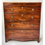 HALL CHEST, Regency mahogany of adapted shallow proportions with four long drawers, 92cm x 34cm x