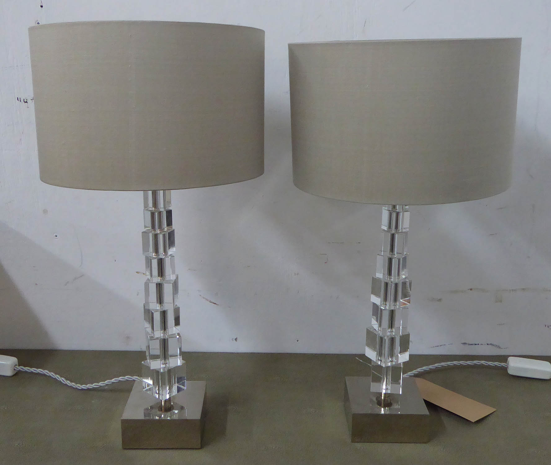 PORTA ROMANA LARTIGUE TABLE LAMPS, a pair, with shades, 50cm H. (2) - Image 2 of 8