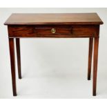 HALL TABLE, George III mahogany of adapted shallow proportions with frieze drawer, 81cm x 34cm x