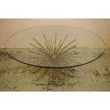 LOW TABLE, 1950s Italian style Sputnik design, glass top, 120cm Diam x 46cm H.
