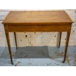 DRESSING TABLE, George III harewood, burr yew, goncalo alves and satinwood banded with hinged top,