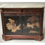 DUTCH CHINOISERIE CABINET, 19th century mahogany, polychrome lacquer and brass mounted with green