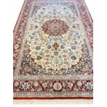 FINE PURE SILK ISPHAHAN DESIGN RUG, 248cm x 156cm.