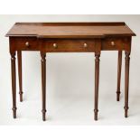 HALL/CONSOLE TABLE, George III design flame mahogany and crossbanded, breakfront with three frieze