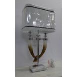 TABLE LAMPS, a pair, faux horn design, with shades, 76cm H. (2)