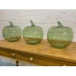 OVERSIZED GLASS APPLES, a set of three, Murano style hand blown glass, approx 35cm H x 29cm. (3)