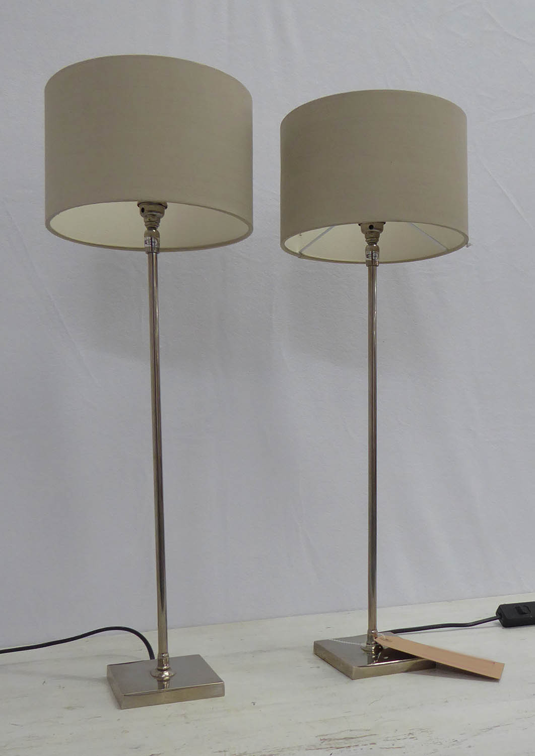 PORTA ROMANA TABLE LAMPS, a pair, with shades, 58cm H. (2)