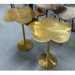 CLOVER SIDE TABLES, a pair, 1960's French style lacquered brass, 51cm x 41cm Diam. (2)