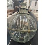 GLOBE HALL LANTERN, Regency style, Verdigris finish, 85cm Drop.