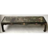 CHINOISERIE LOW TABLE, in the manner of Mallett, rectangular silvered parcel gilt with inset antique