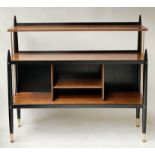 E GOMME FOR G PLAN, 1950's 'Librenza', teak and black painted with gilt metal supports, 106cm W x