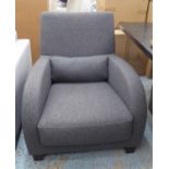 LIGNE ROSET JONATHAN ARMCHAIR, with charcoal grey upholstery, 78cm W x 89cm H.