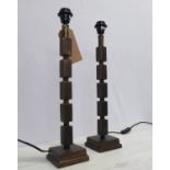 TABLE LAMPS, a pair, contemporary bronzed design, 55cm H. (2)
